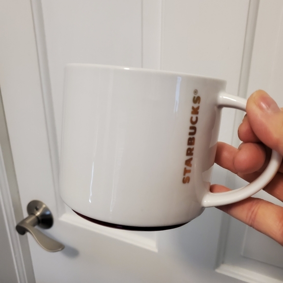 Starbucks Stackable White Mugs From 2012 With Red STRIPE - Picture 9 of 10
